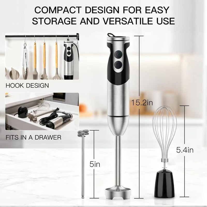 Stainless Steel Titanium Reinforced 3 In 1 Immersion Hand Blender, Powerful with5
