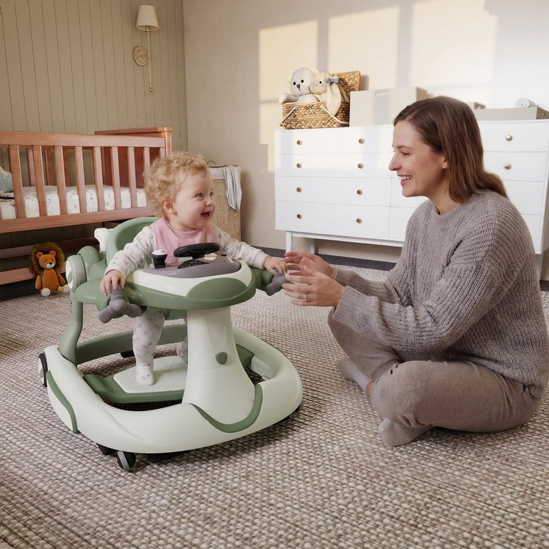5-In-1 Musical Baby Walker with Wheels, Foldable Baby Walker for Boys Girls, Gre2