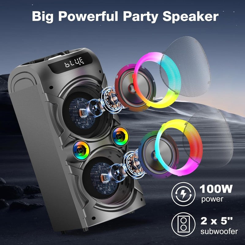 100W Bluetooth Speaker, Loud Boombox, TWS, Deep Bass, LED, Outdoor/Home Use2