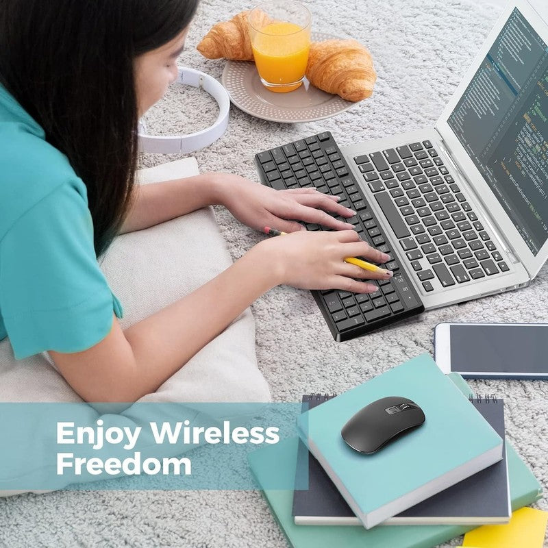 Wireless Keyboard and Mouse Combo, 104 Full Size Adjustable Keyboard with Batter8