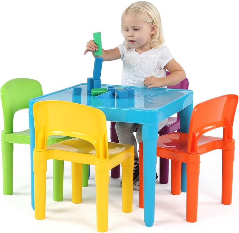 Tot Tutors Plastic Table and 4 Chairs Set   Aqua Blue5