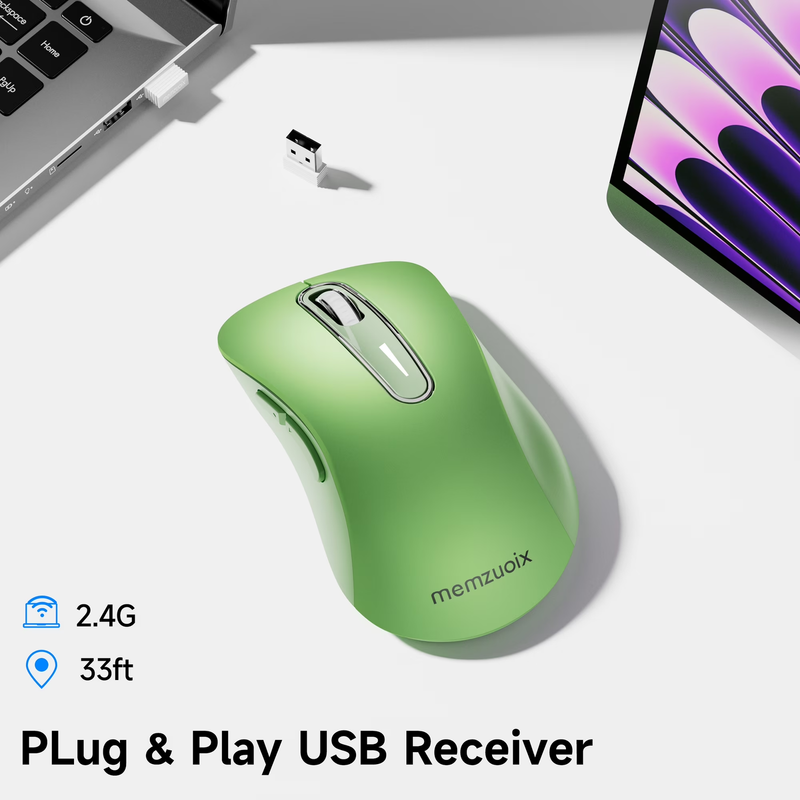2.4GHz Wireless Mouse 1200 DPI 5 Button USB Receiver for PC Laptop Mint2
