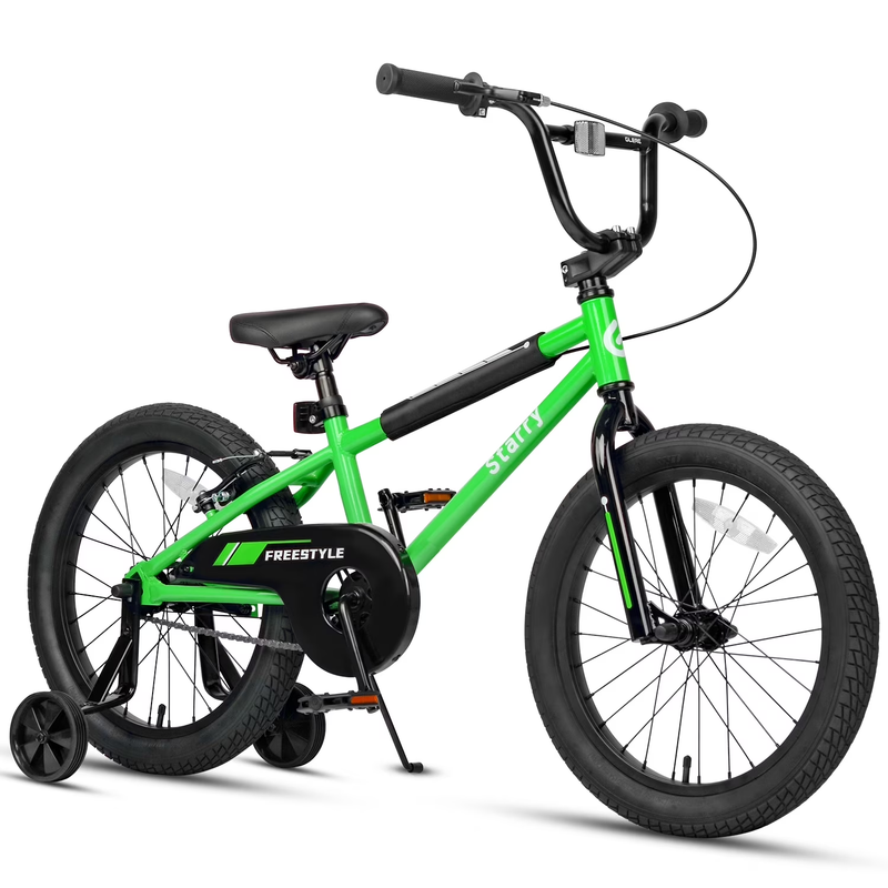 18in Kids BMX Bike w/ Training Wheels Coaster Brake Ages 6 9 Green0