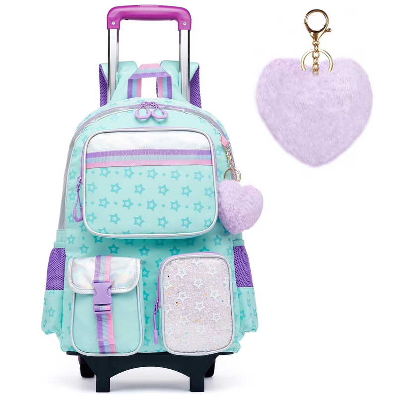 Kids Rolling Backpacks for Girls with Wheels Roller Trolley Backpack for Element9