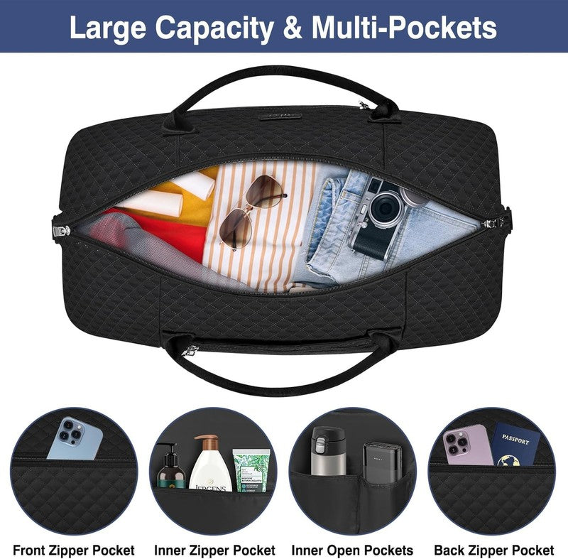 Women’s Weekender Travel Duffel Bag Carry On w/ Shoe Compartment Large Nylon Bag3