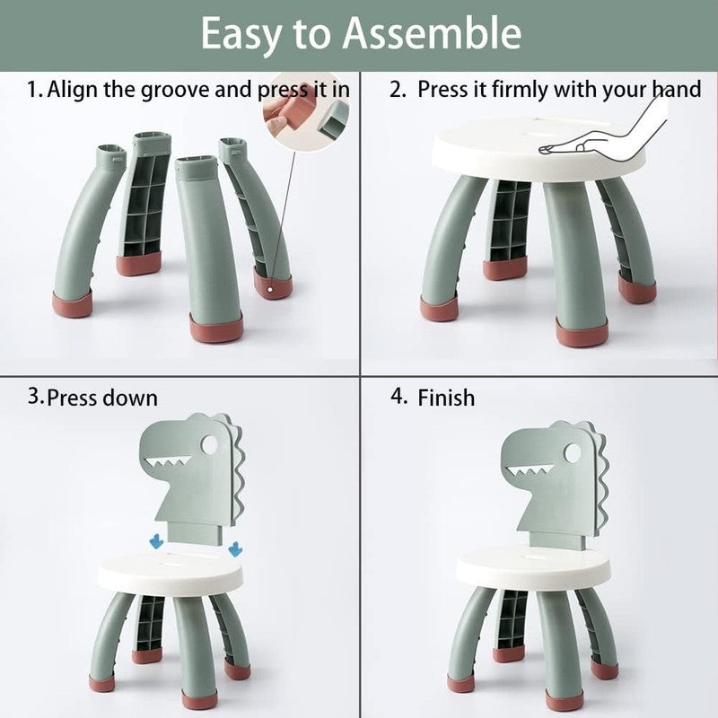 Toddler Dino Chair Plastic Kids Chair Ergonomic Step Stool Indoor Outdoor Green6
