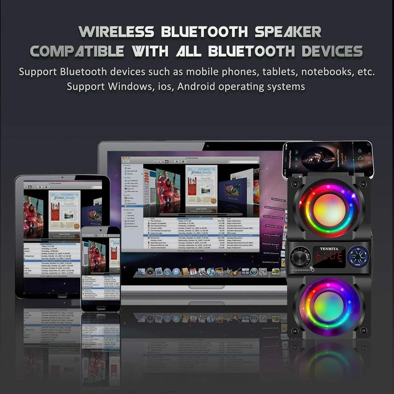 40W Bluetooth Speaker, 60W Peak, Heavy Bass, Lights, FM, MP3, Outdoor/Home4