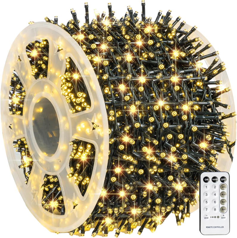 Outdoor Christmas String Lights, 1000 LED 328 FT Plug in Fairy Light with Remote7