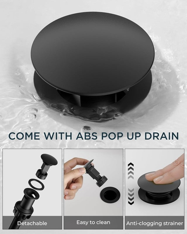 Black Bathroom Faucet 1 Hole, Single Handle Matte Black Waterfall Bathroom Fauce7