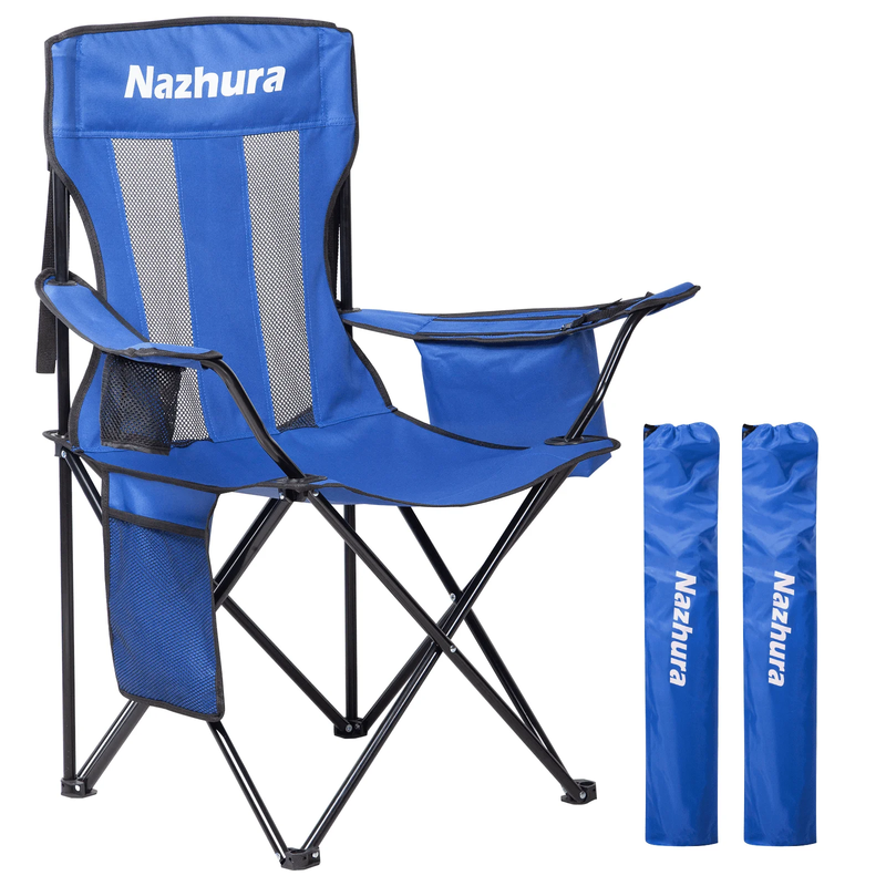 2 Pack Outdoor Camping Chairs Folding/Foldable/Portable with Cooler Pouch, Mesh 10