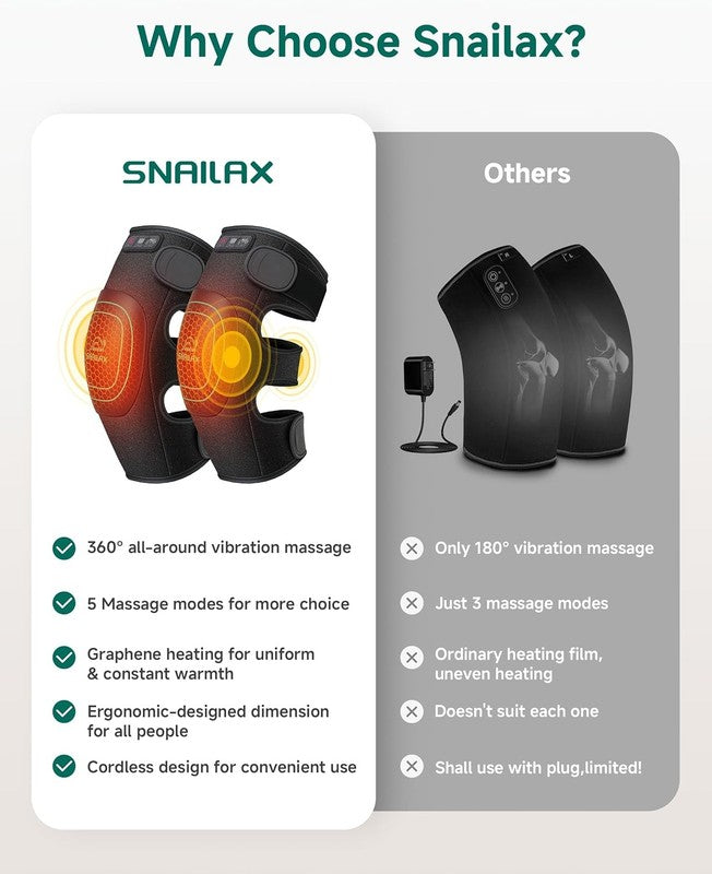 Cordless Knee Massager w/ Graphene Heat 360 Vibration Rechargeable Pain Relief8