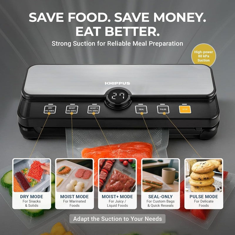 KS6607BX Vacuum Sealer for Food, Dry, Moist and Liquid, Powerful Preservation Sy1