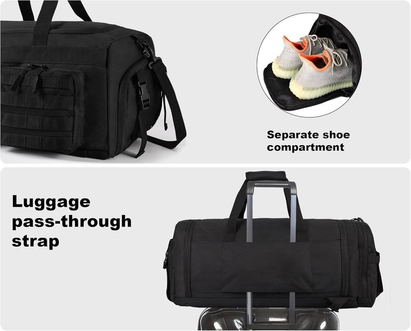 50L Tactical 3-in-1 Gym Duffle Backpack w/ Shoe Laptop MOLLE Black5