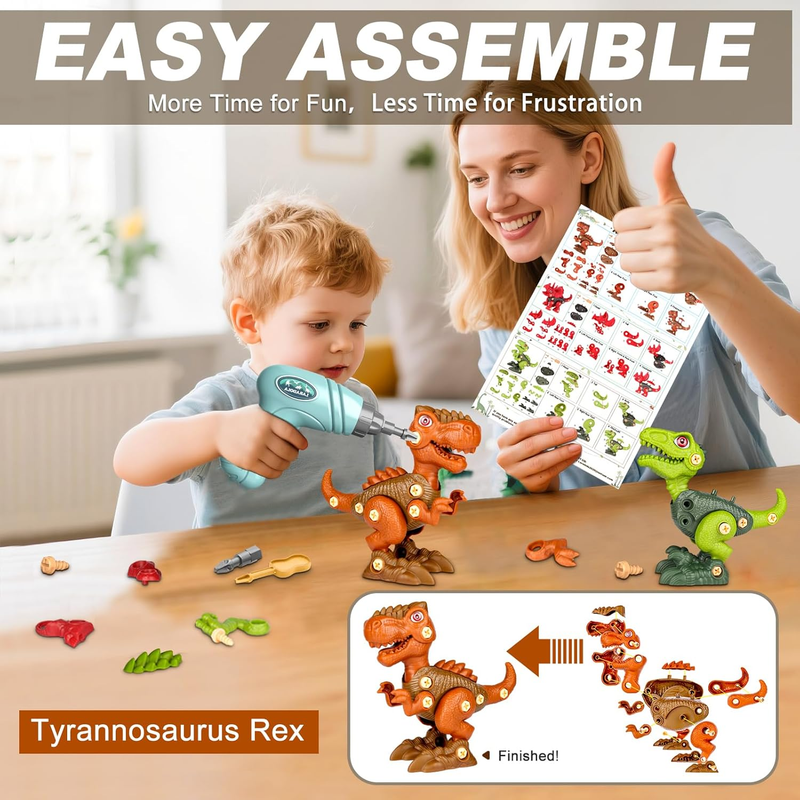 3 Pack Dinosaur STEM Building Toys Drill Construction Set Kids2