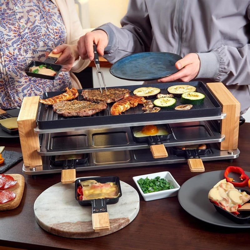 2 in 1 Electric Raclette Table Grill Korean BBQ Nonstick 8 Cheese Pans2