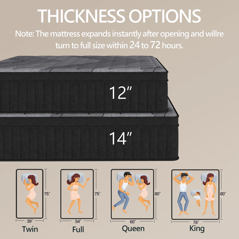 Queen Size Mattresses 12 Inch, Medium Firm Hybrid Mattress, Memory Foam and Indi7