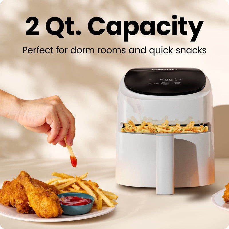 White 2 Qt Turbofry Digital Air Fryer Compact Quick Meal Dishwasher Safe4