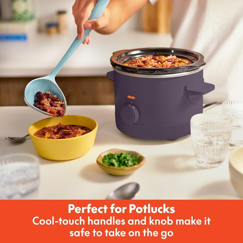 1.5Qt Slow Cooker, 3 Heat Manual, Nonstick Ceramic Pot, Glass Lid, Plum Color4