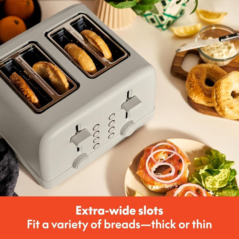 4 Slice Toaster 900W 6 Shade Reheat Cancel Anti Jam Auto Shut Off Tray Oatmilk2