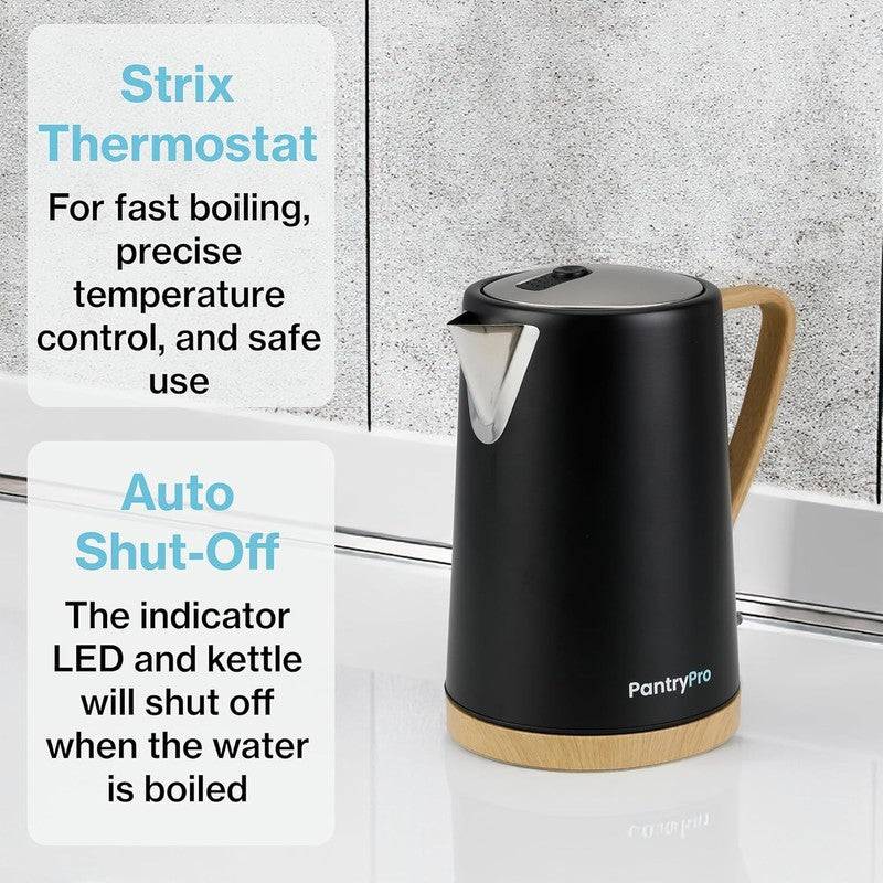 Electric Kettle 1.7L 1500W Stainless Steel Fast Boil Auto Shut Off LED Black3