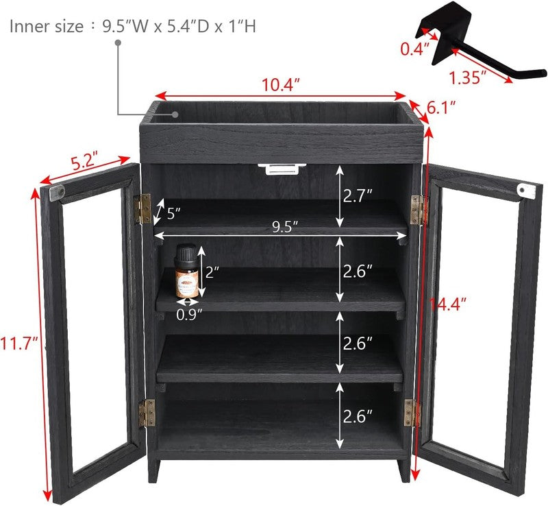 Small Wooden Countertop Storage Cabinet with Adjustable Shelves and Removable Ho2