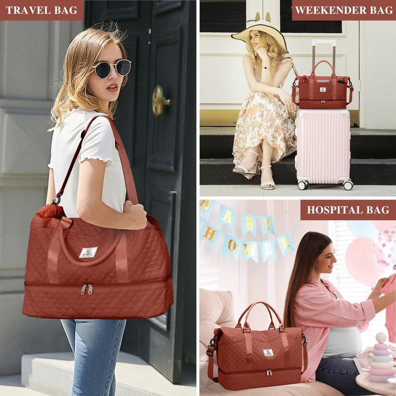 Travel Duffle Bag Weekender Bags for Women with Shoe Compartment Carry on Overni6