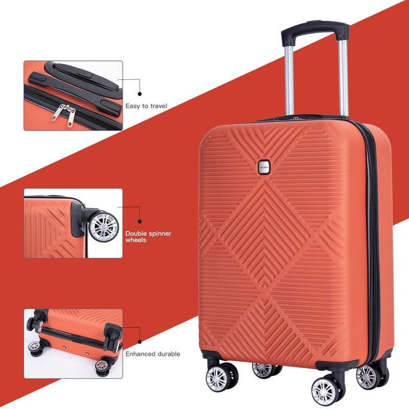 4 Piece Hardside Luggage Set with Spinner Wheels   Dark Orange Suitcases7