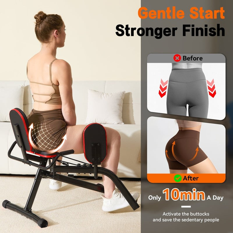 Home Gym Hip Abductor Machine Glute Leg Trainer 6-Level Resistance 440lb Max Red1