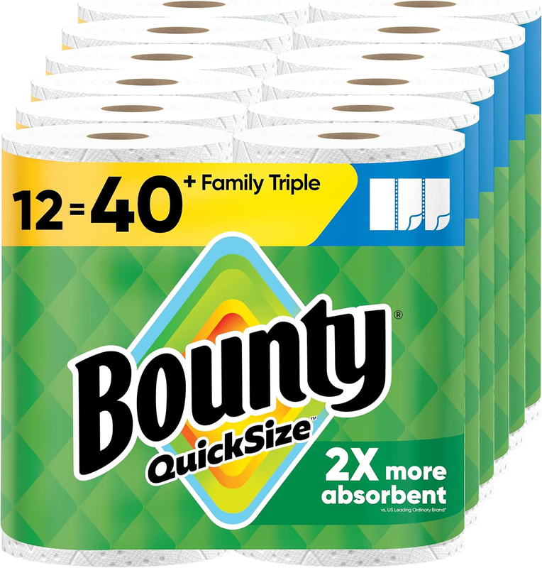 Quick Size Paper Towels White 12 Family Triple Rolls 40 Regular Rolls0