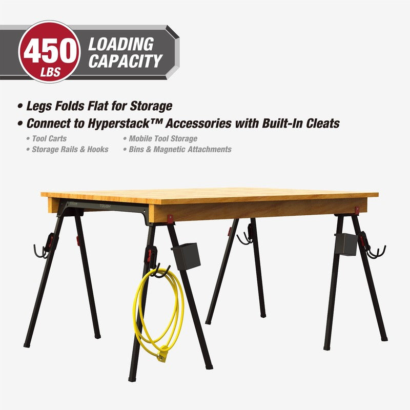 Hyper Stack Foldable Metal Sawhorse Heavy Duty 450lb Capacity2
