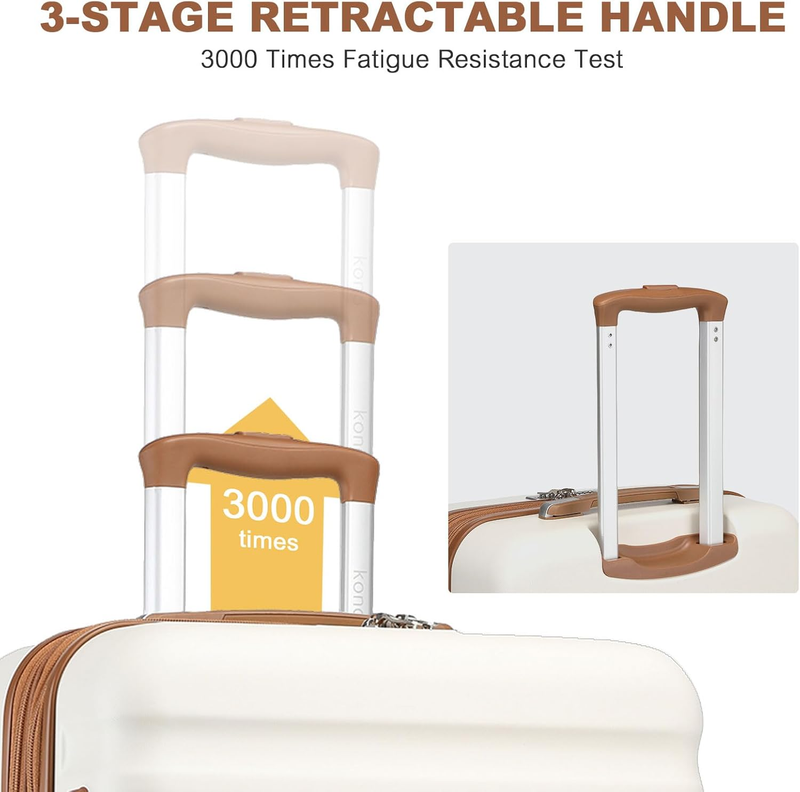 28 Inch Expandable Hardside Luggage ABS PC TSA Lock Suitcase Cream White4