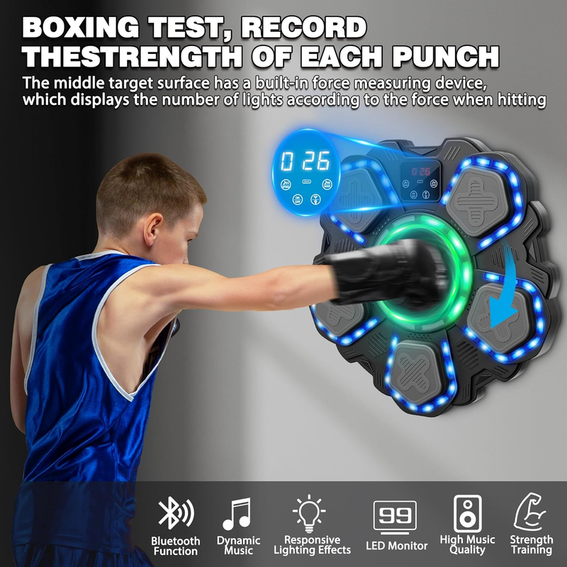 Music Boxing Machine Bluetooth Punching Target Wall Mount w/ Gloves Kids2