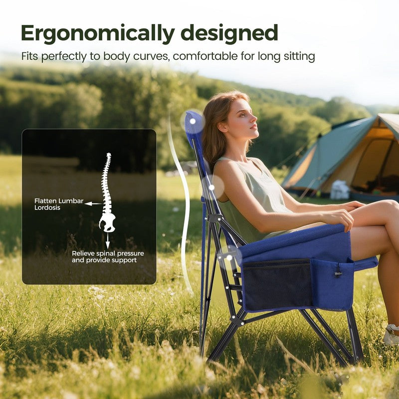 Oversized Camping Chair Heavy Duty High Back Camping Chairs 500Lbs Capacity Fold3