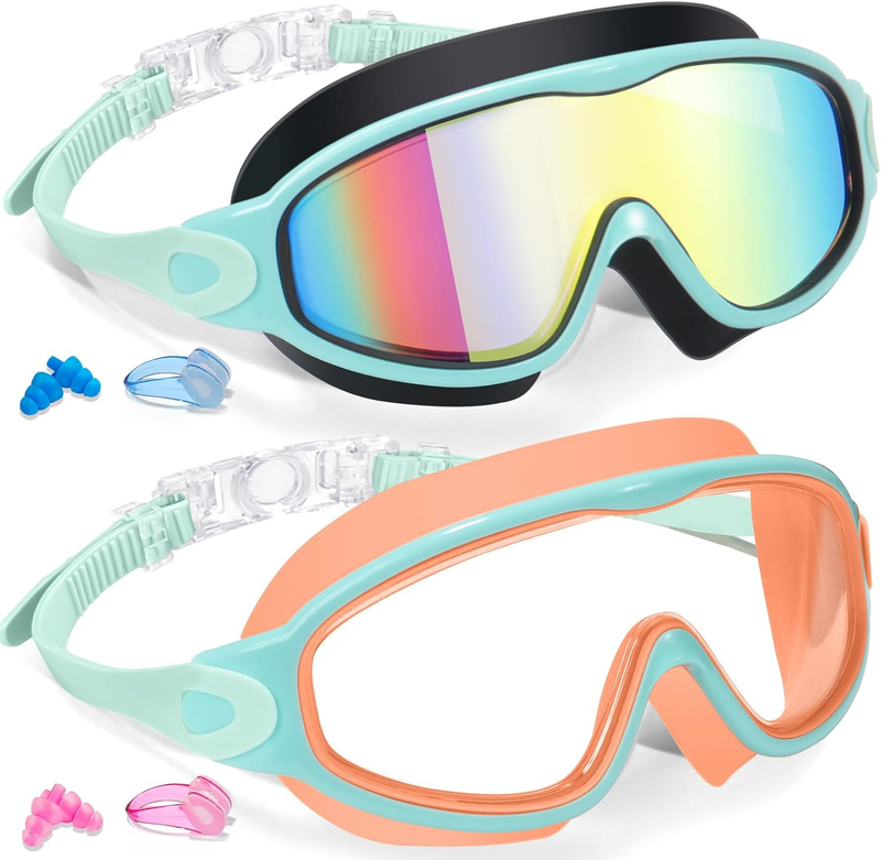 2 Pack Youth Swim Goggles Boys Girls Anti Fog UV Pool Swim Gear0