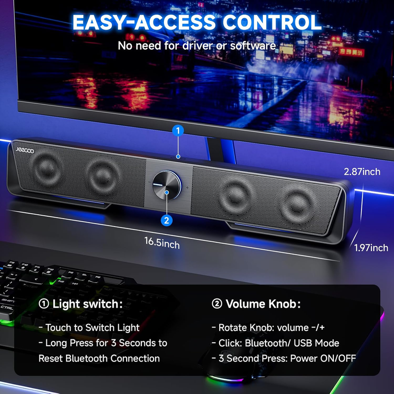 A40 Bluetooth Computer Speakers with Clear Sound, USB Plug & Play PC Speakers wi4
