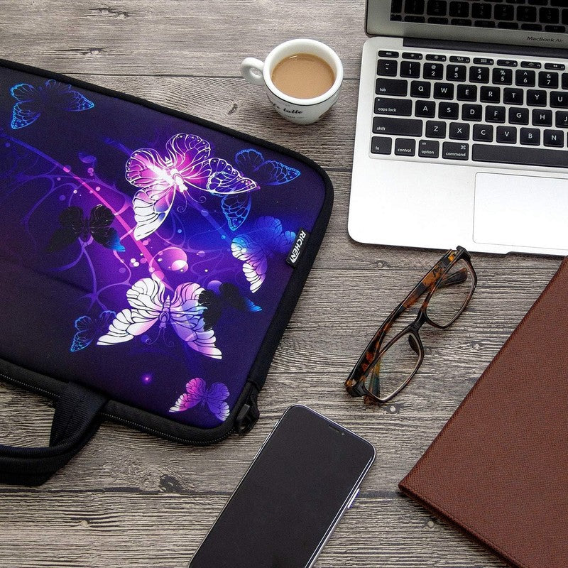 14 15.6 Laptop Sleeve Bag Butterflies Neoprene Carry Case w/ Handle Pocket2