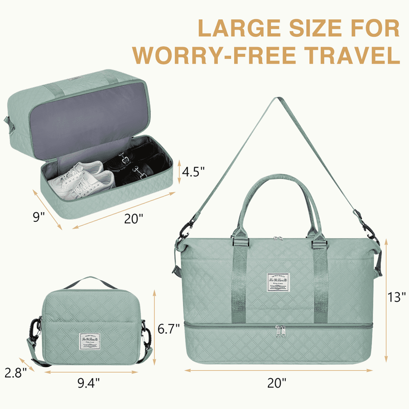 Weekender Bags for Women, Travel Duffel Bags with Shoe Compartment, Personal Ite1