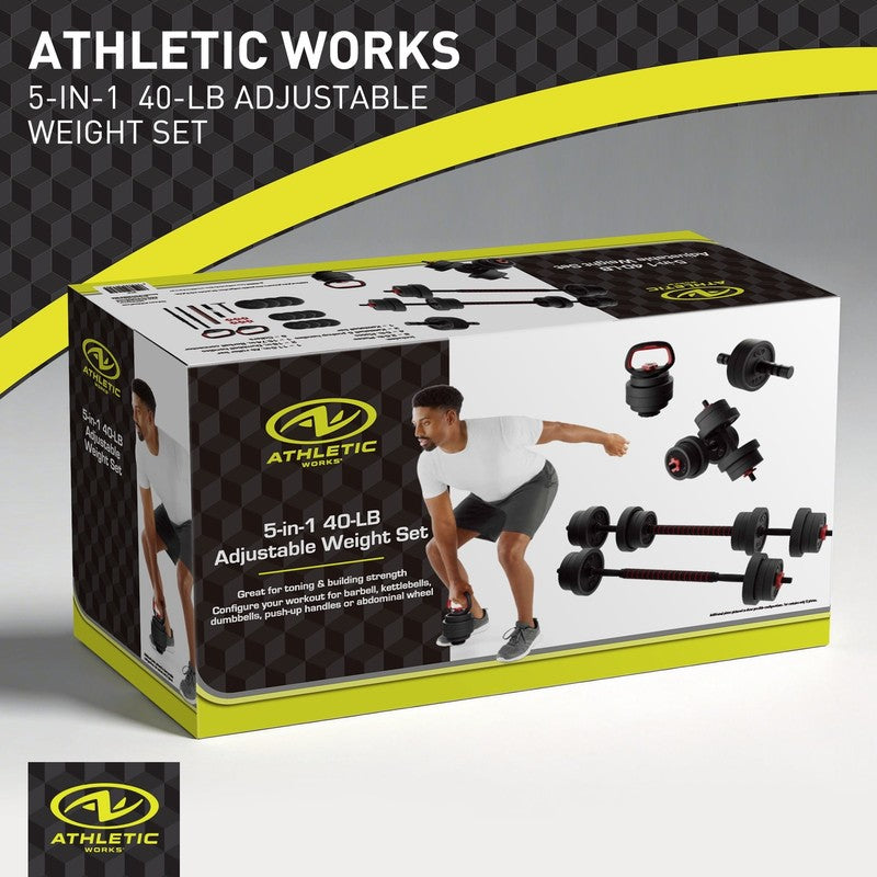Juego De Mancuernas Ajustables 5 En 1 De 40 Lb, Ejercicios De Fitness Para Gimna1