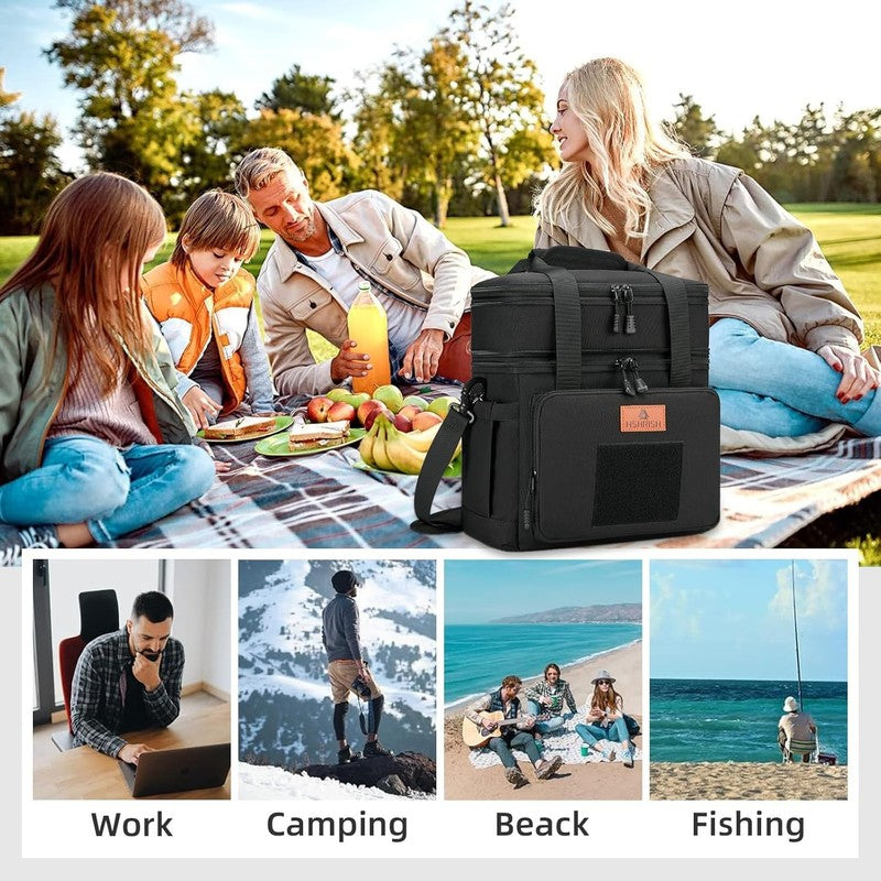 Large Expandable Insulated Lunch Bag Cooler 16L/24 Cans Black5