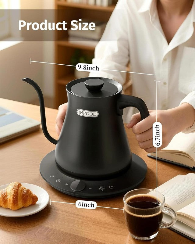 Gooseneck Electric Kettle 0.8L 1200W Stainless Steel Black Temp Control Auto Off7