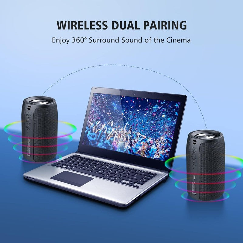 S32 Portable Bluetooth Speaker, IPX5 Waterproof, Stereo Pairing, Bass, Black4
