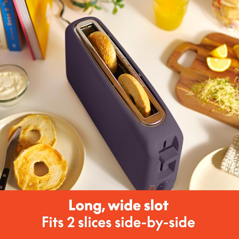2 Slice Slim Toaster 10” Long Slot 6 Shade Control Anti Jam Auto Shutoff Plum3