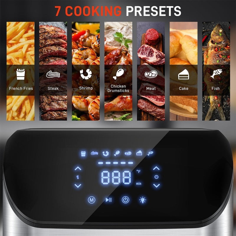 7.5QT Air Fryer Oven Clear Window 8 in 1 Touch Screen Oil Less Cooker Silver1