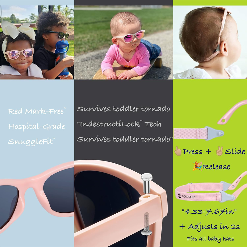 Baby Polarized Sunglasses UV400 Flexible Strap Toddler Infant 0 24 Months4