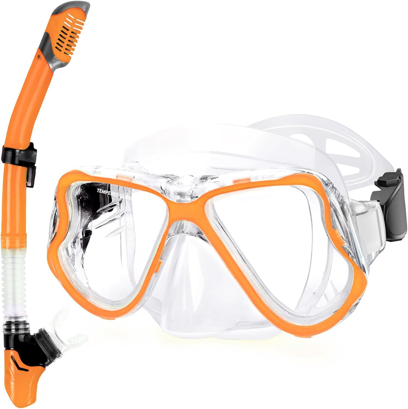 Dry Snorkel Set Panoramic Wide View Anti-Fog Diving Mask Snorkeling Gear0