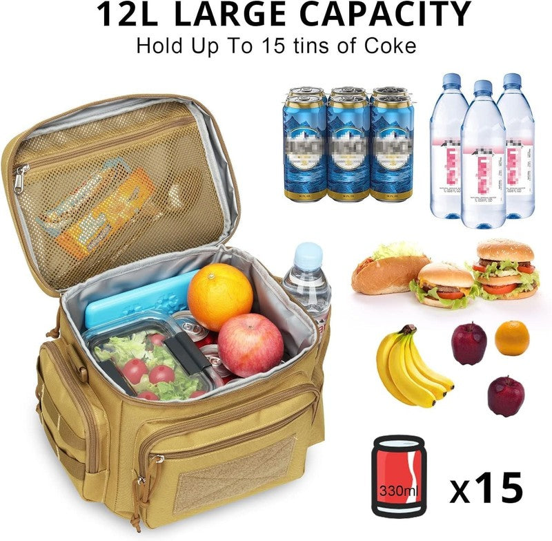 Tactical Lunch Box MOLLE Insulated Leakproof Cooler Bag Brown2