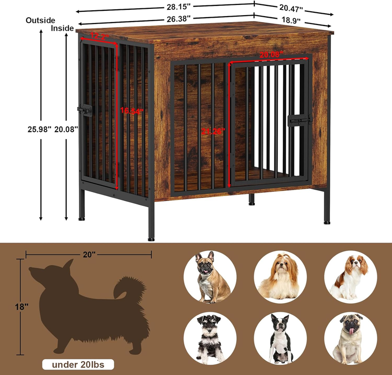 Dog Crate Furniture 28.15" Indoor TV Stand Single/Double Small Dogs Brown4