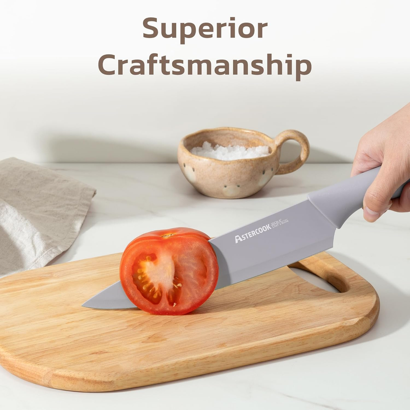 13pc Knife Set Stainless Steel Kitchen Knives w/ Blade Guards Morandi7