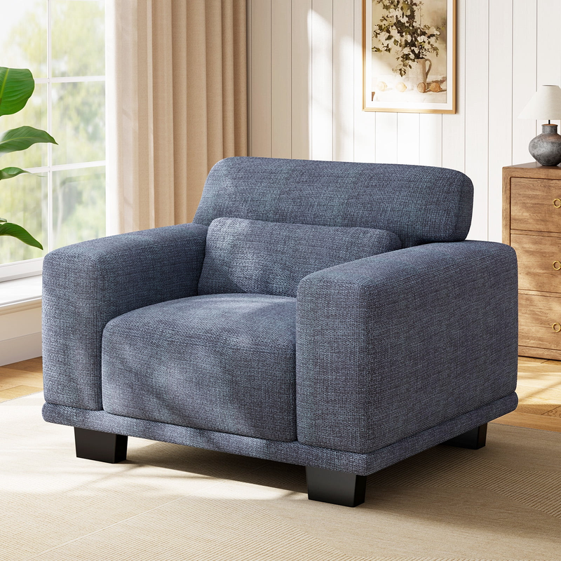 40" Oversized Accent Chair, Linen Upholstered Armchair with Washable Covers & Pi0