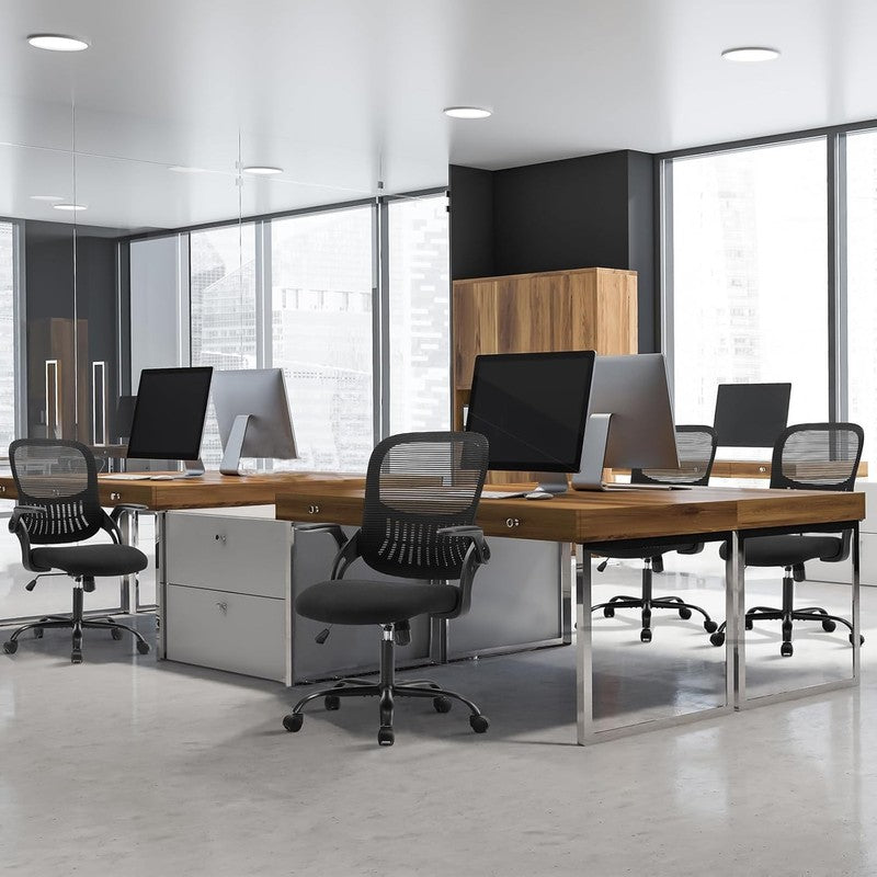 Sweetcrispy Ergonomic Mesh Office Chair Swivel Mid-Back Lumbar Flip-Up Arms6